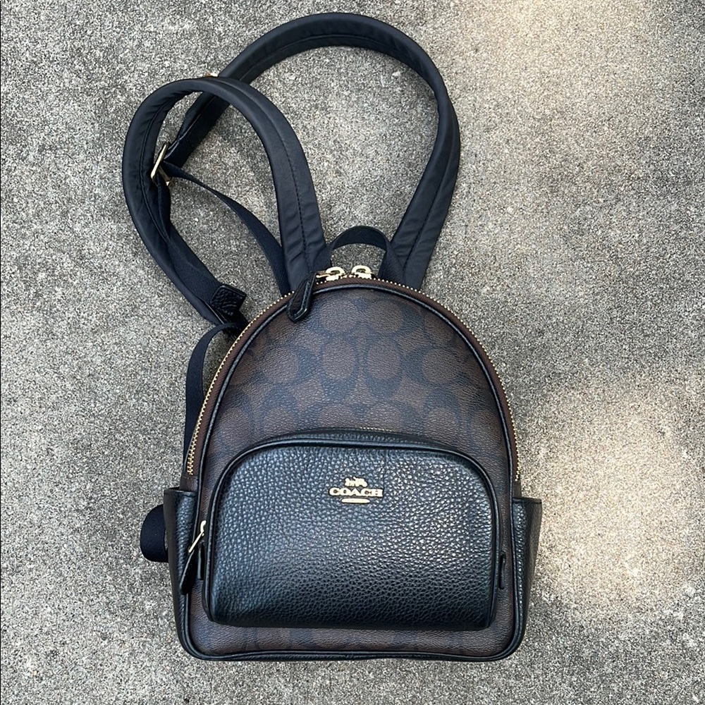 Coach Signature Brown and Black Backpack